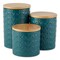 DII Teal Matte Retro Vine Texture Ceramic Canister (Set of 3)
